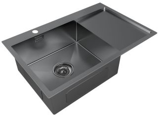 Мойка кухонная Paulmark Kroner PM217851-GML левая воронёная сталь